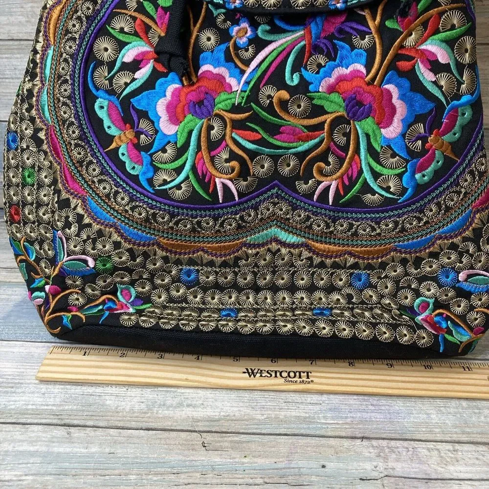 Embroidered Beautiful Backpack Colorful Designs‎ Boho Retro NWOT